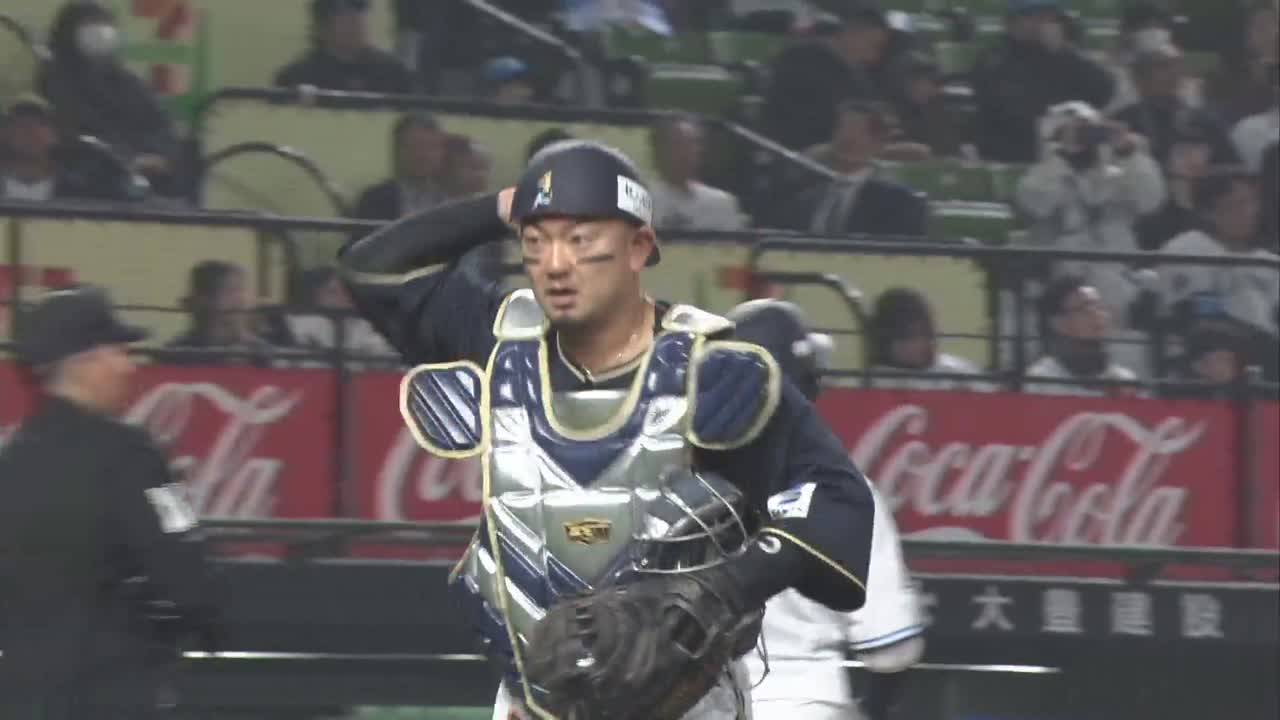 2回表・B森友哉 好フィールディングで3塁走者を刺す!!