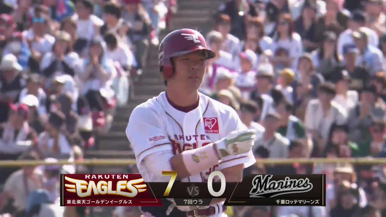 7回裏・E島内宏明 4番も続いた!! レフト線へタイムリー2ベース!!