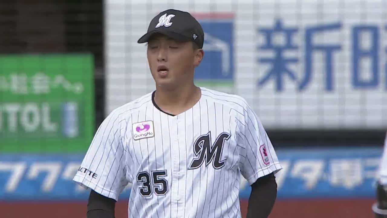1回表・M田中晴也 プロ初登板!! 最初のアウトは見逃し三振!!