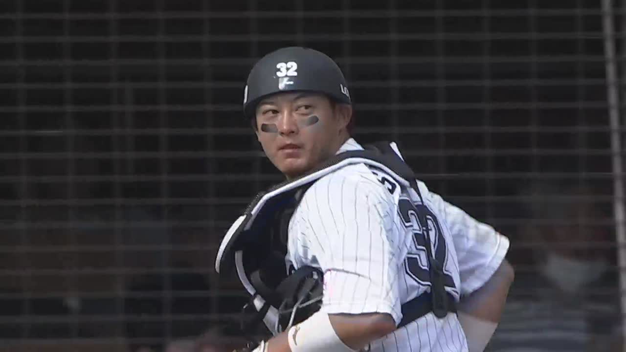 5回表・M佐藤都志也 三振ゲッツー!! 3塁ランナーを刺す!!