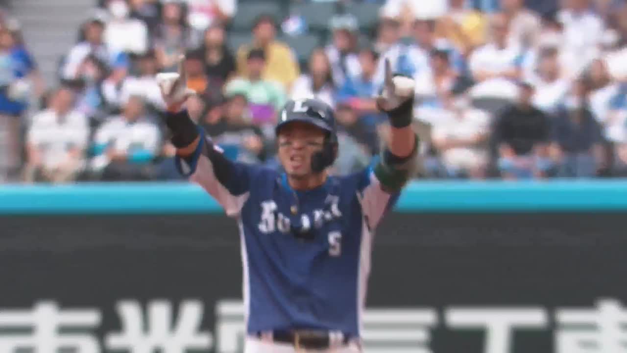 6回表・L外崎修汰 追撃打!! 左中間を破るタイムリー2ベースヒット!!
