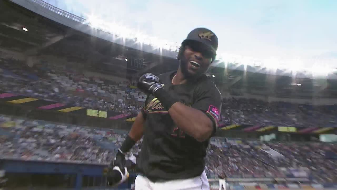 1回裏・Mポランコ 今日も放った!! 右中間へのソロホームランで先制!!