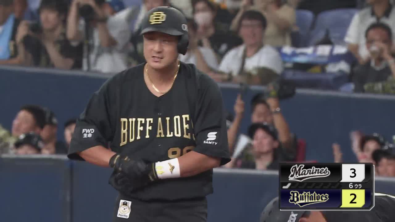 6回裏・B杉本裕太郎 2者連続のタイムリーヒットで1点差に迫る!!