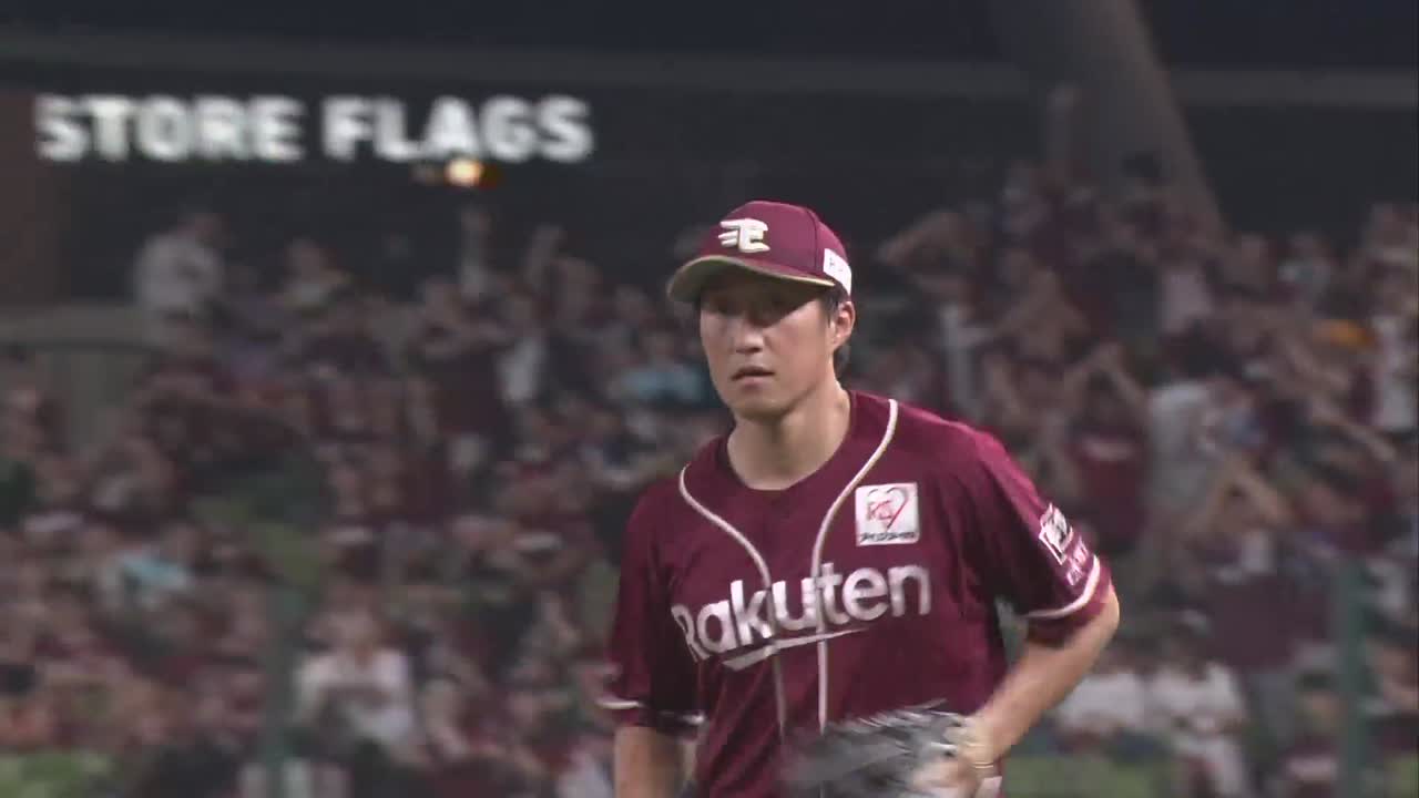 5回裏・E小深田大翔 一二塁間を抜けそうな打球をランニングスロー!!