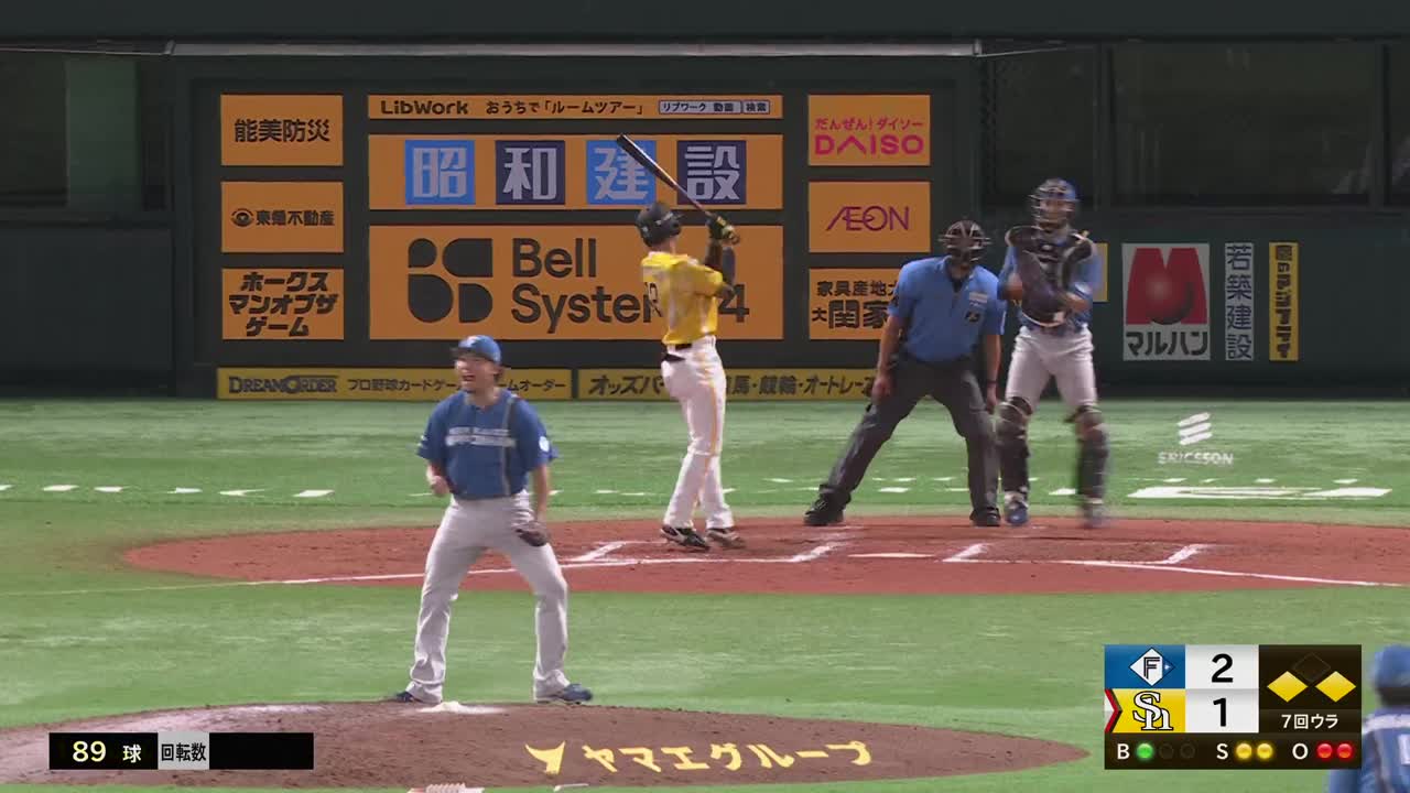 7回裏・F伊藤大海 一打逆転の場面を三振で抑え、咆哮を見せる!!