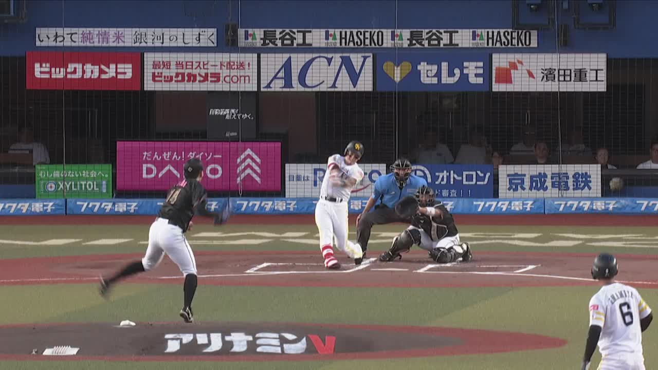 1回表・H栗原陵矢 ライトへ先制2点タイムリー2ベース!!