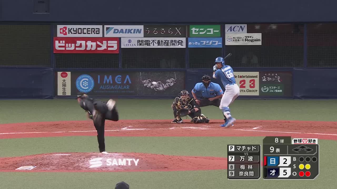 9回表・Bマチャド 3球三振に抑えて試合を締める!!