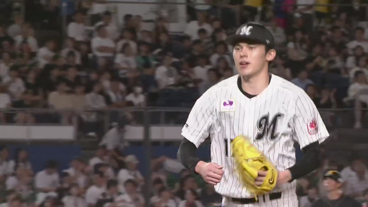 6回表・M佐々木朗希 3者連続三振を奪うナイスピッチング!!