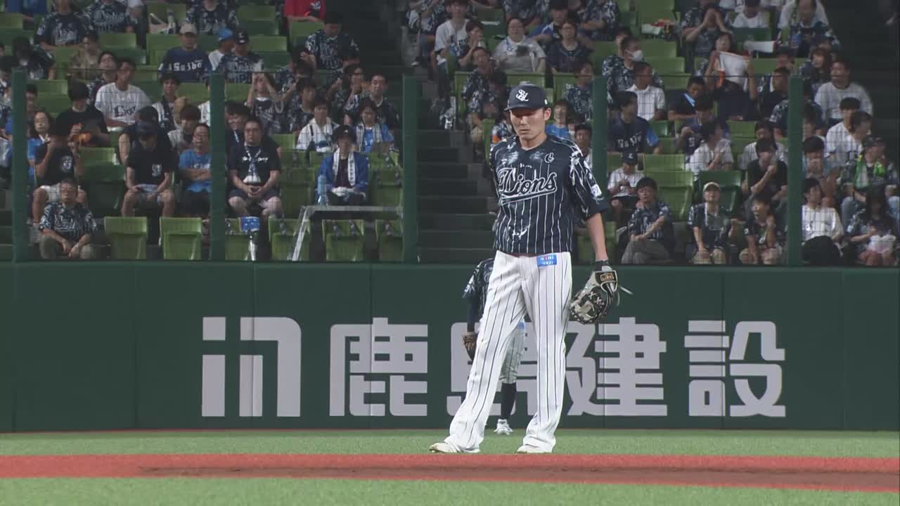 2回表・L源田壮亮 詰まった当たりも素早い送球でアウトにする!!