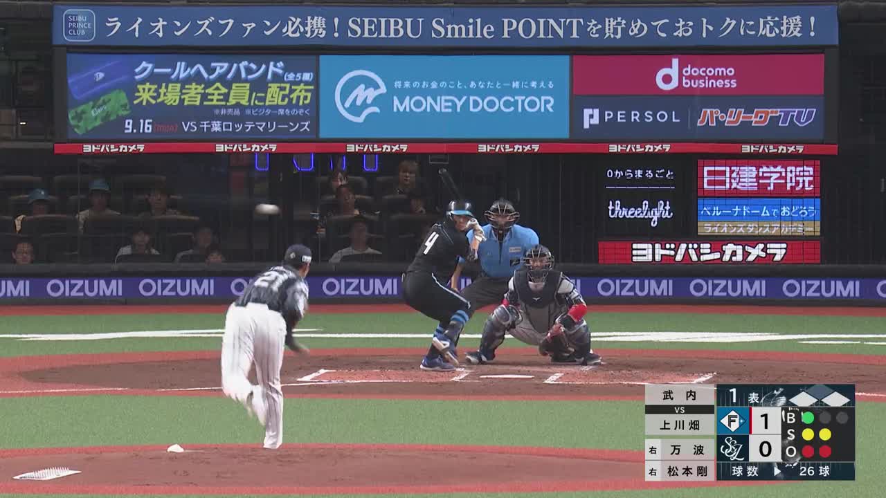1回表・F上川畑大悟 センター前タイムリーヒットを放ち、追加点!!