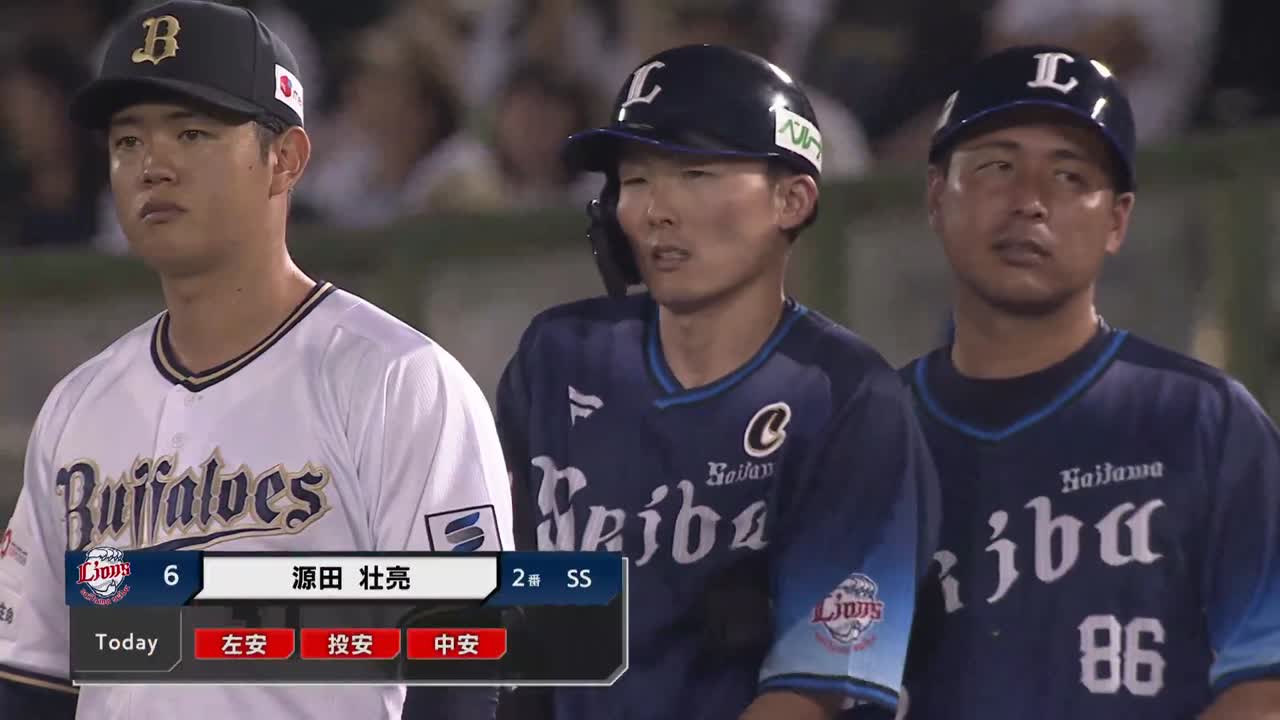 4回表・L源田壮亮 4回表で早くも猛打賞!! センターへヒットを放つ!!