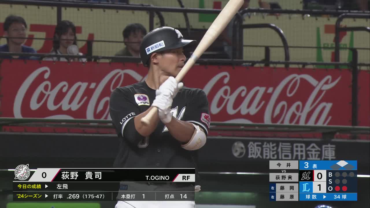 3回表・M荻野貴司 レフトへのタイムリーヒットですぐさま追いつく!!