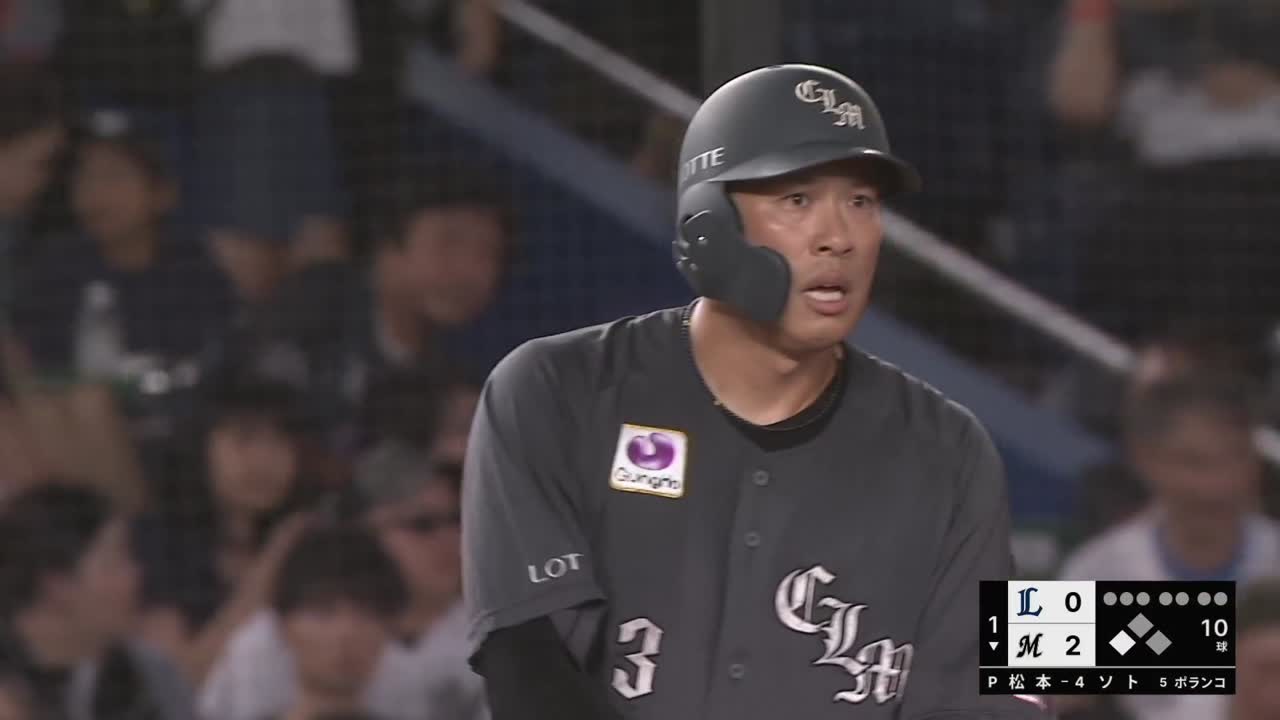 1回裏・M角中勝也 右中間を破る2点タイムリー3ベースヒットで先制!!