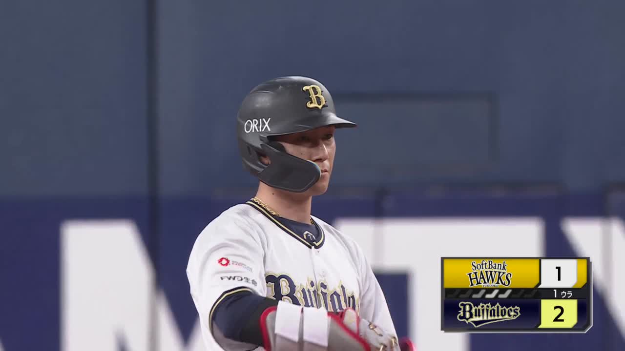 1回裏・B西川龍馬 すぐさま逆転!! センターの頭上を超えるタイムリー2ベース!!