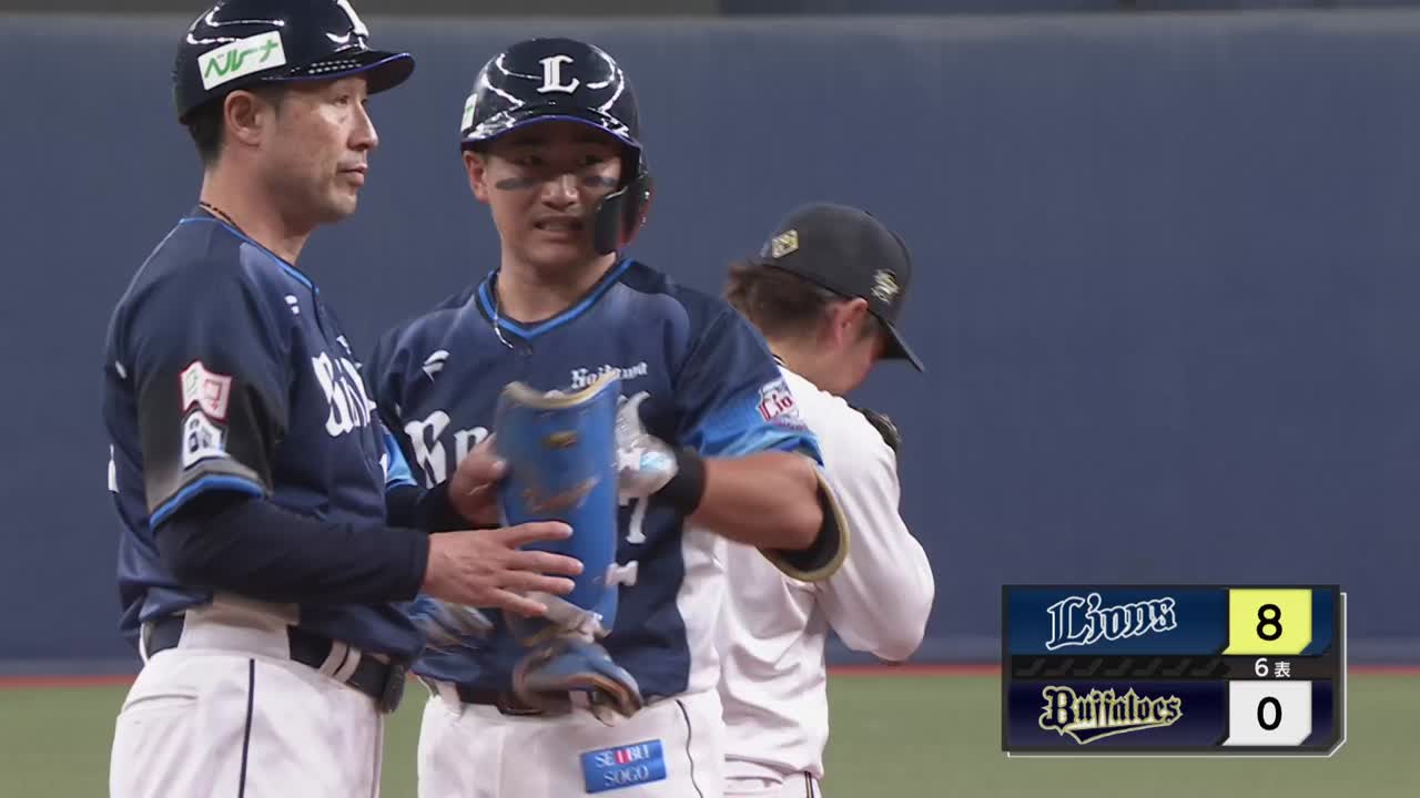 6回表・L野村大樹 左中間を破る3ベースヒットを放ち3点を追加!!