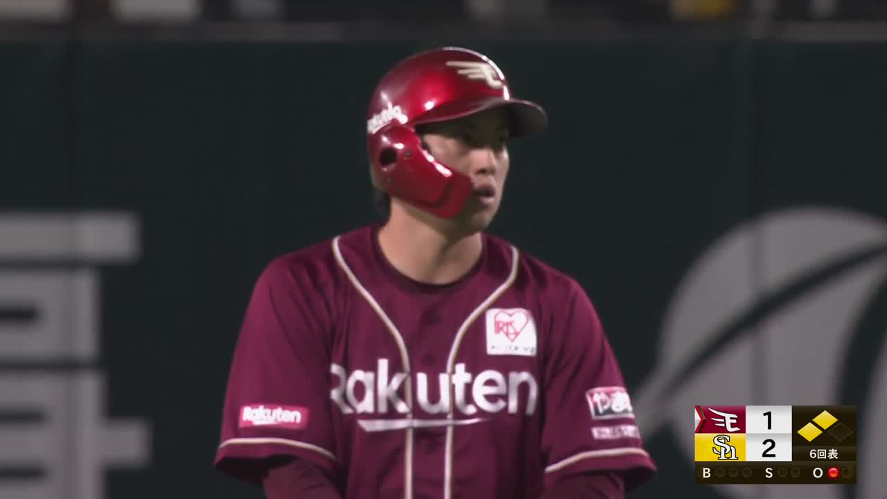 6回表・E小郷裕哉 ライト線へのタイムリー2ベースで1点を返す!!