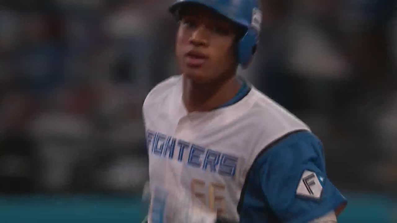 9回裏・F万波中正 起死回生の一発!! 左中間へのソロHRで試合を振り出しに戻す!!