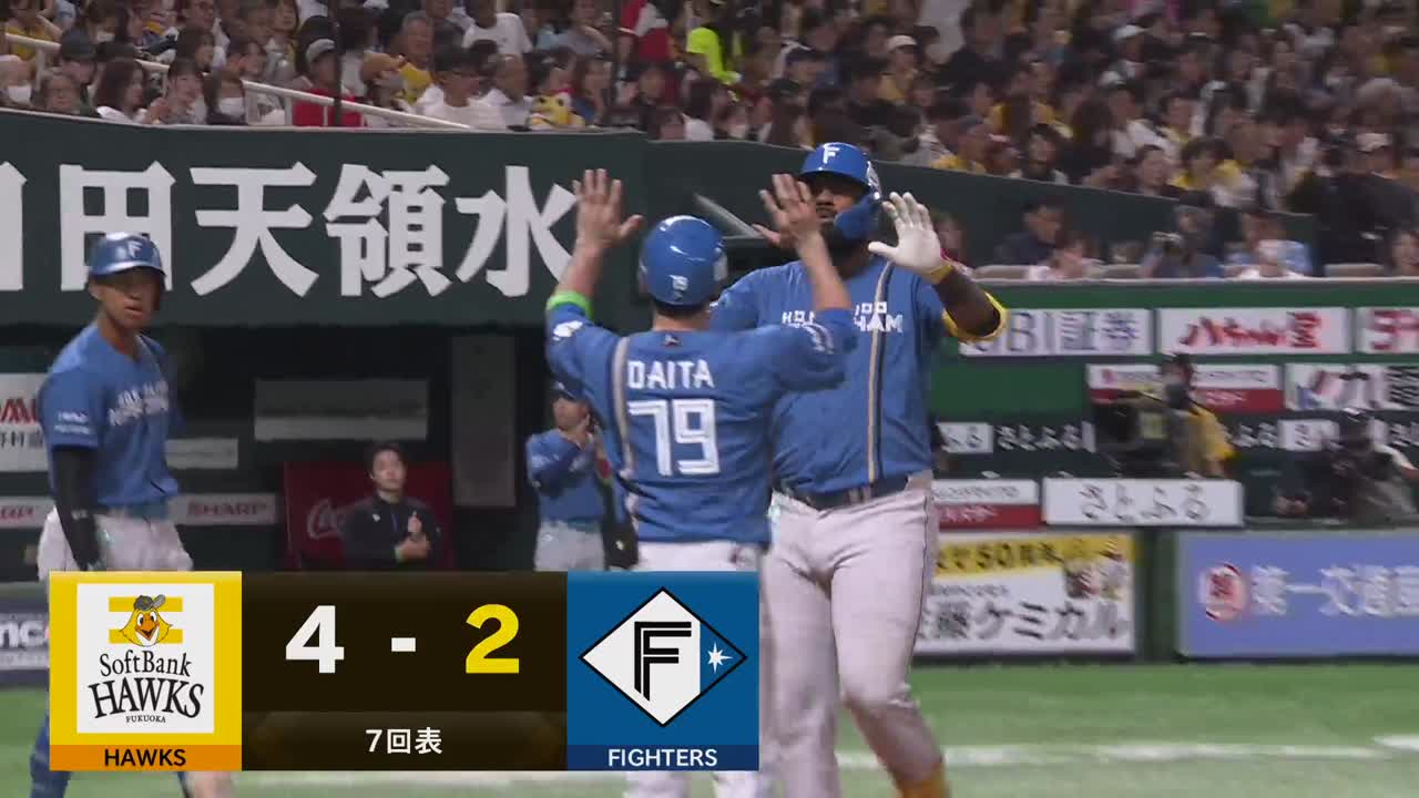 7回表・Fレイエス レフトへのソロホームランを放ち反撃開始!!