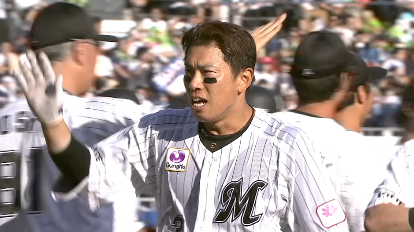 9回裏・M角中勝也 レフトへの犠牲フライでサヨナラ勝ち!!