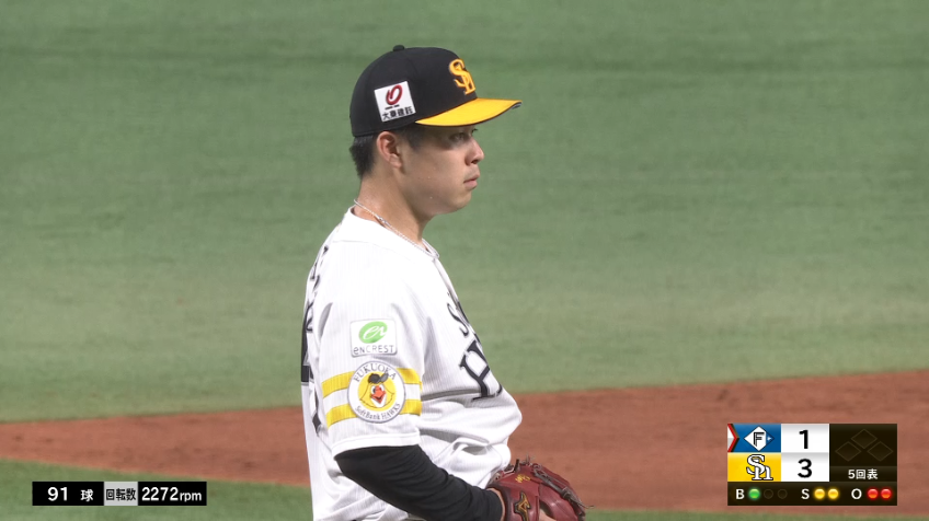 5回表・H松本晴 5者連続三振を奪う!!