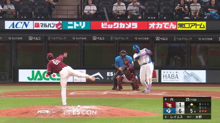 5回裏・E内星龍 2イニングを無失点に抑える好リリーフ!!