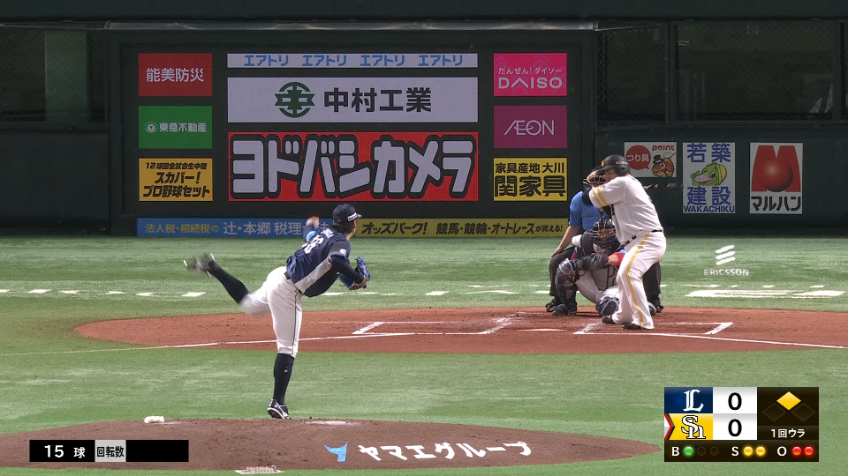 1回裏・L隅田知一郎 一死二塁のピンチも2者連続三振で切り抜ける!!