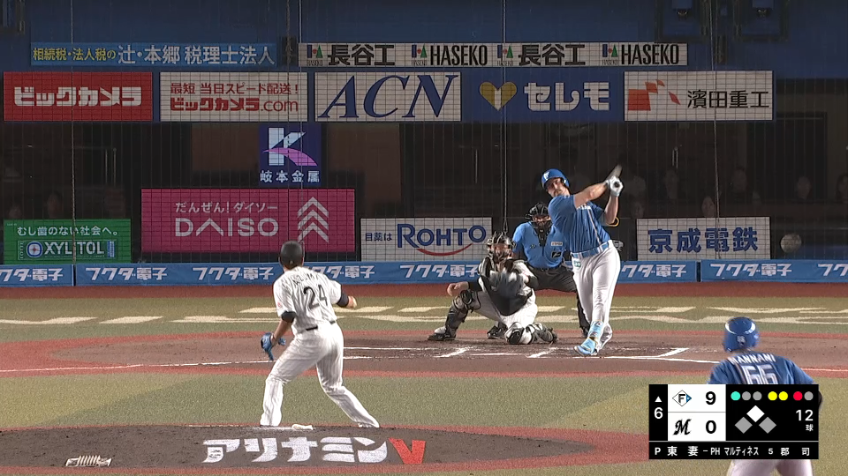 6回表・Fマルティネス サード強襲となるヒットでチームは2桁得点!!