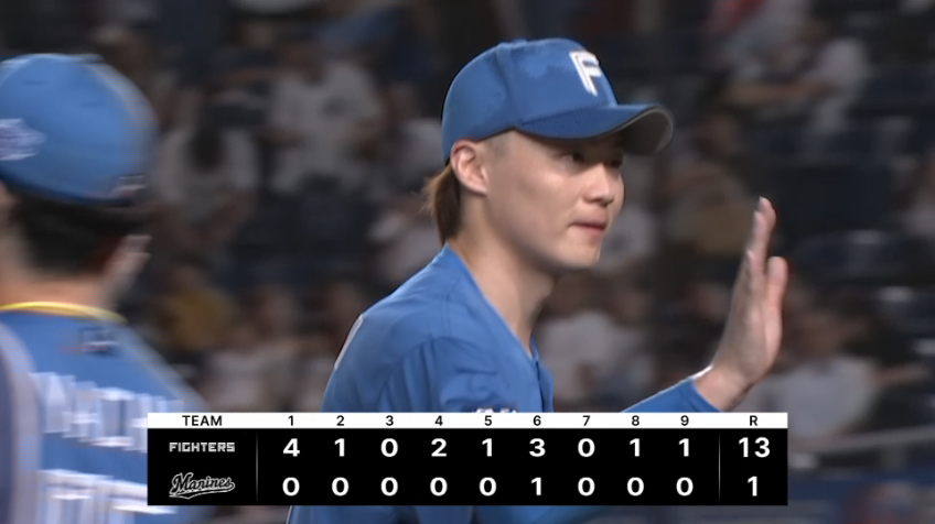 9回裏・F山崎福也 完投勝利!! 110球1失点の好投で4勝目!!
