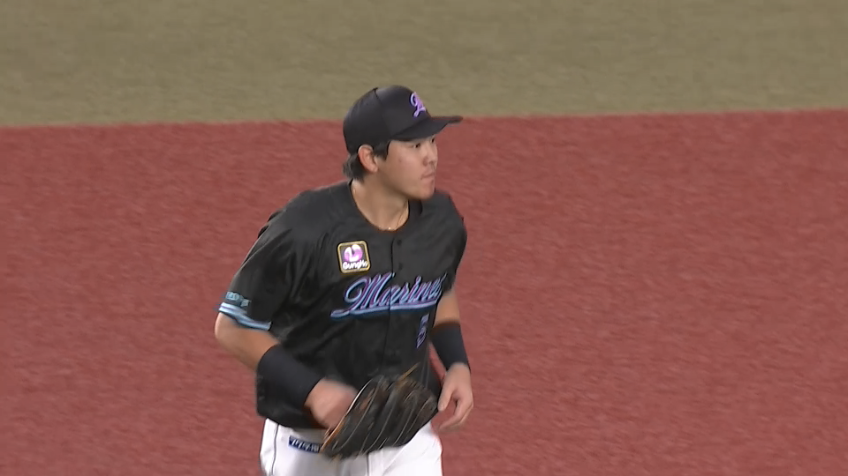 2回表・M安田尚憲 完璧な捕球と完璧なスローでダブルプレー!!