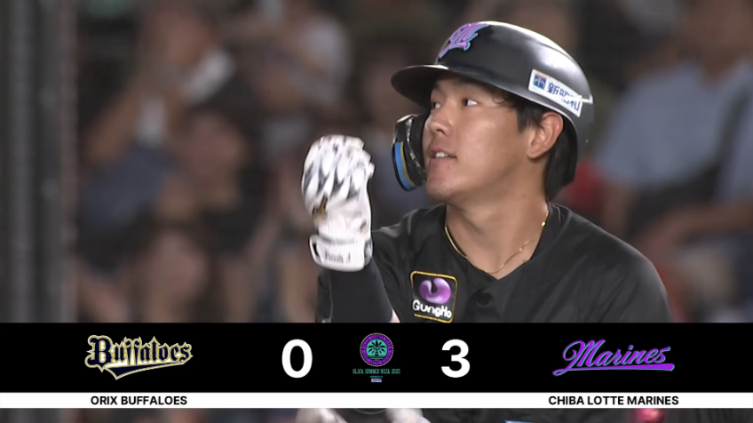 5回裏・M安田尚憲 4連打で追加点!! ライト前に運ぶタイムリーヒット!!