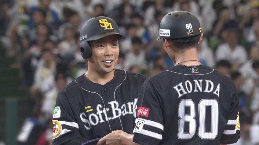 3回表・H近藤健介 2日連続!! レフトへのタイムリー2ベースヒット!!