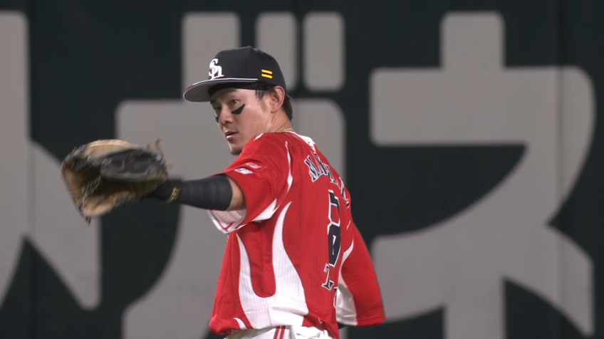7回表・H牧原大成 逆シングルから華麗なジャンピングスローでアウトに!!