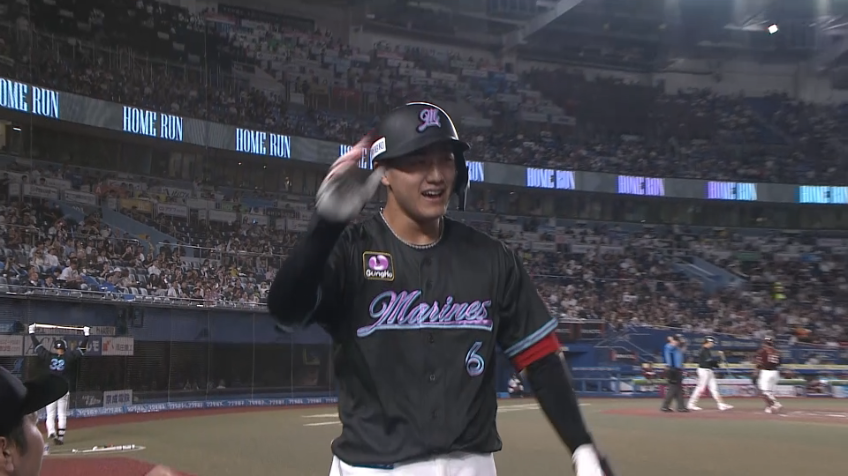 4回裏・M西川史礁 レフトスタンドへプロ初ホームラン!!