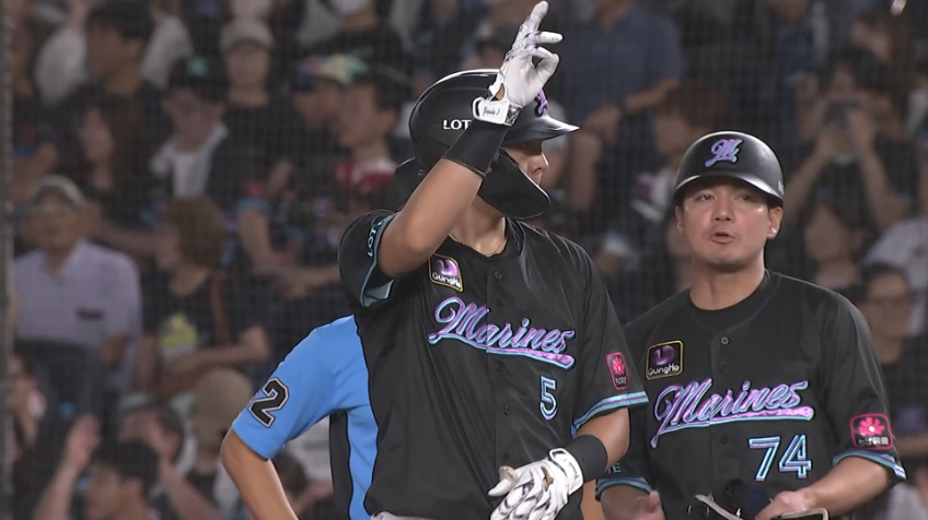 5回裏・M安田尚憲 初球を捉えてタイムリーヒット!!