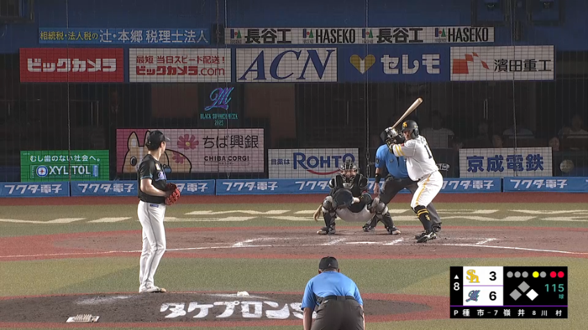 8回表・H嶺井博希 ライトへのヒットでチャンスを広げる!!