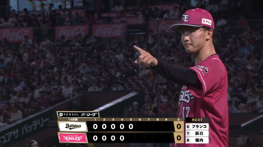 5回表・E古謝樹 投手戦を繰り広げる!! この回わずか10球で3者凡退に抑える!!