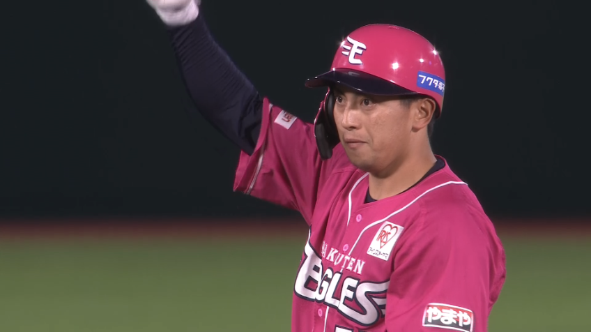 8回裏・E小郷裕哉 レフトへの勝ち越しタイムリー2ベースを放つ!!