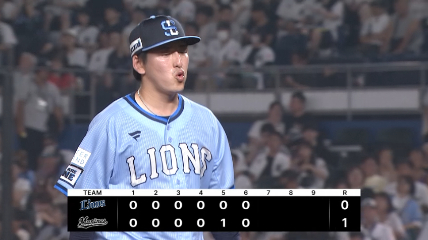 6回裏・L隅田知一郎 最後は空振り三振!! 6回9奪三振1失点の投球!!