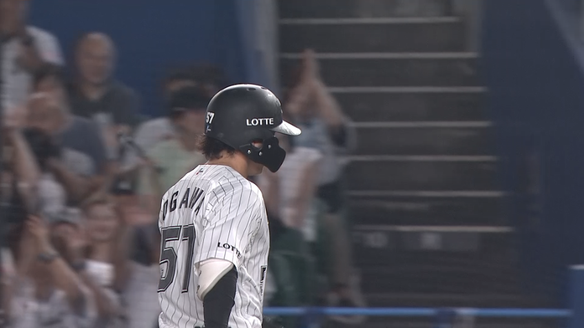 4回裏・M小川龍成 ストレートをレフトへもっていき犠牲フライで1点を返す!!