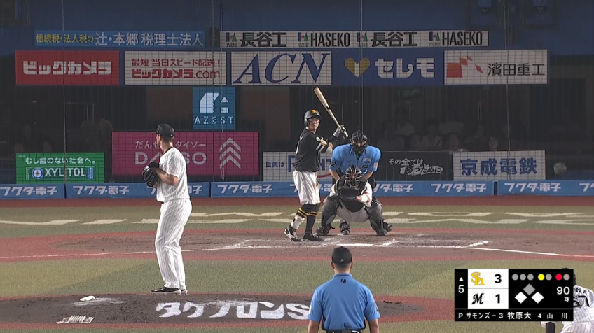 5回表・H牧原大成 打撃絶好調!! 本日2本目のタイムリーヒットを放つ!!