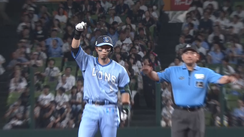 5回裏・L外崎修汰 フェンス直撃のタイムリー2ベースヒットを放つ!!