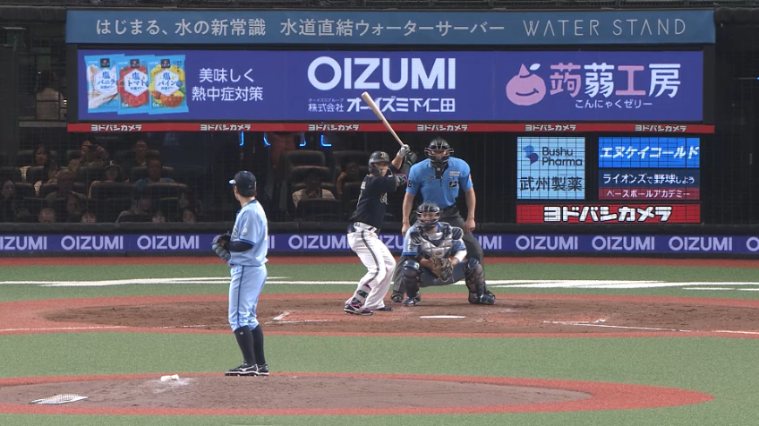 5回表・B西川龍馬 一二塁間を抜けるタイムリーヒットを放つ!!