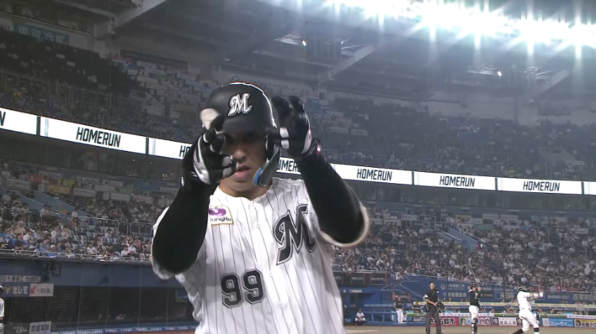 3回裏・Mソト ラグーンへ一直線!! 直球を上手くとらえるソロHRで5点目!!