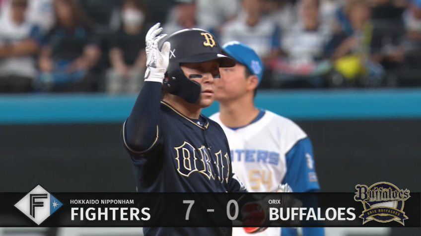 6回表・B西野真弘 右中間を破るタイムリー2ベースで1点を返す!!