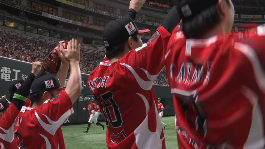 2回裏・H中村晃 ライトオーバーの2点タイムリー3ベースヒット!!