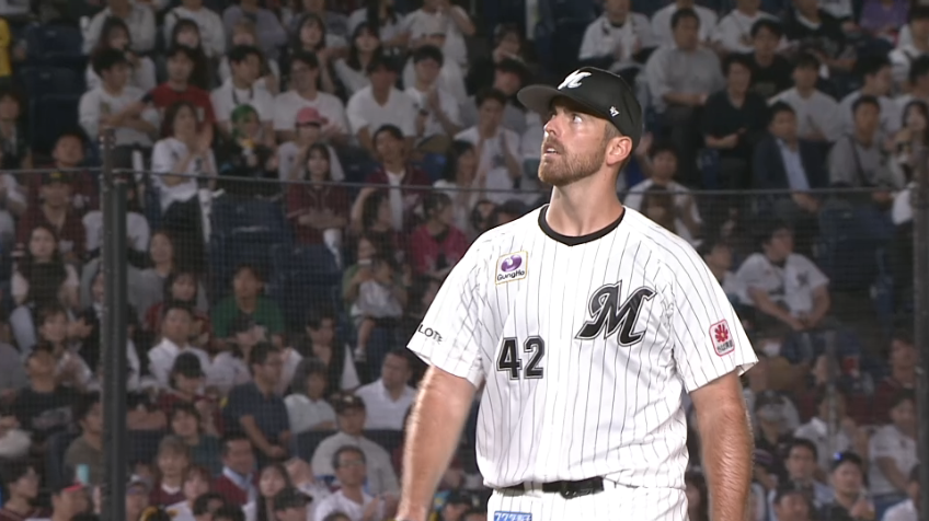 7回表・Mサモンズ 最後は見逃し三振!! 6回被安打1無失点の好投を見せる!!