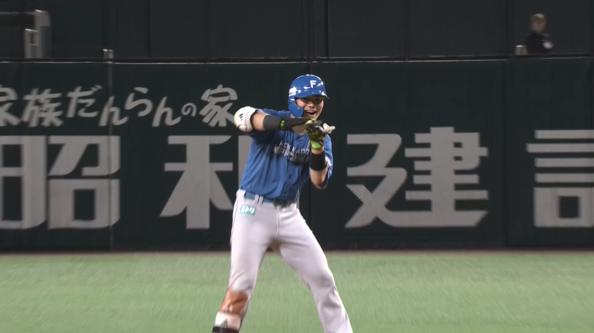 5回表・F清宮幸太郎 一塁線を破る2点タイムリー2ベースで更に突き放す!!