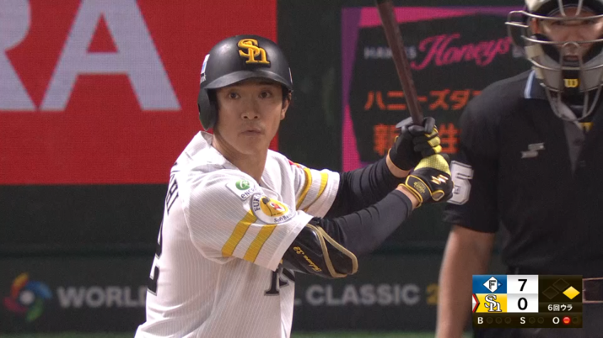 6回裏・H柳町達 パーソル CS パ final 5試合連続ヒットで好調アピール!!