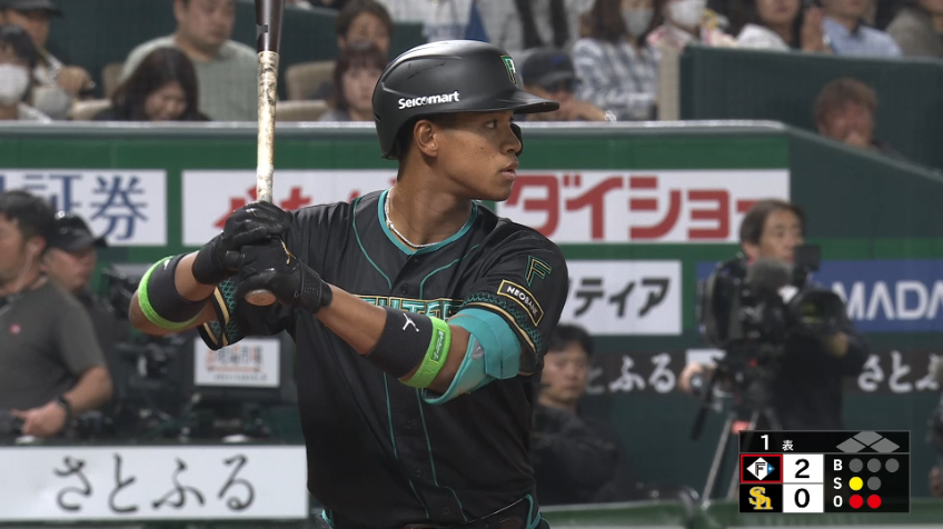 1回表・F万波中正 貴重な追加点!! レフトスタンドへソロホームランを放つ!!