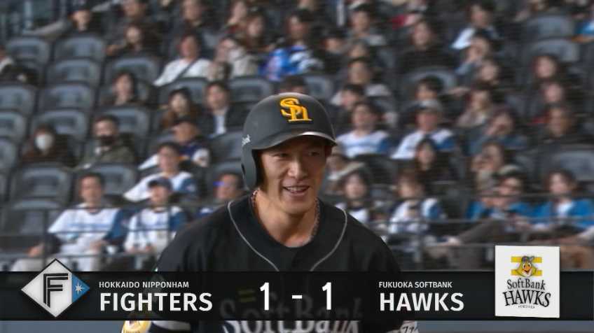 4回表・H柳田悠岐 逆方向への第2号同点ソロホームラン!!